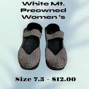 White Mt. Women's Woven Textile Maryjane Strap Wedge Sandals Gray Size 7.5